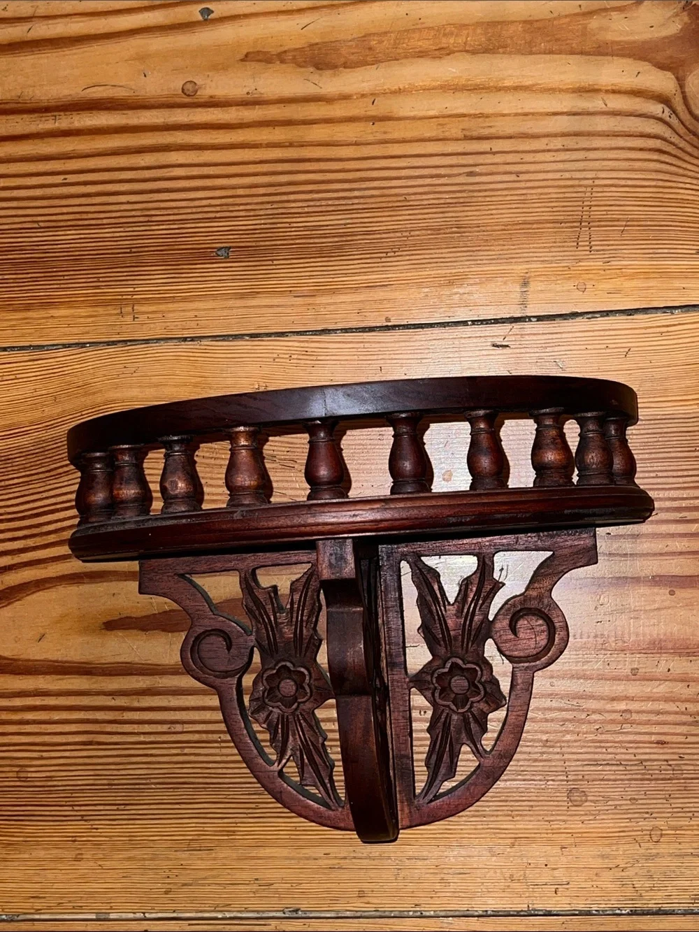 Antique Mahogany Demilune Wall Shelf